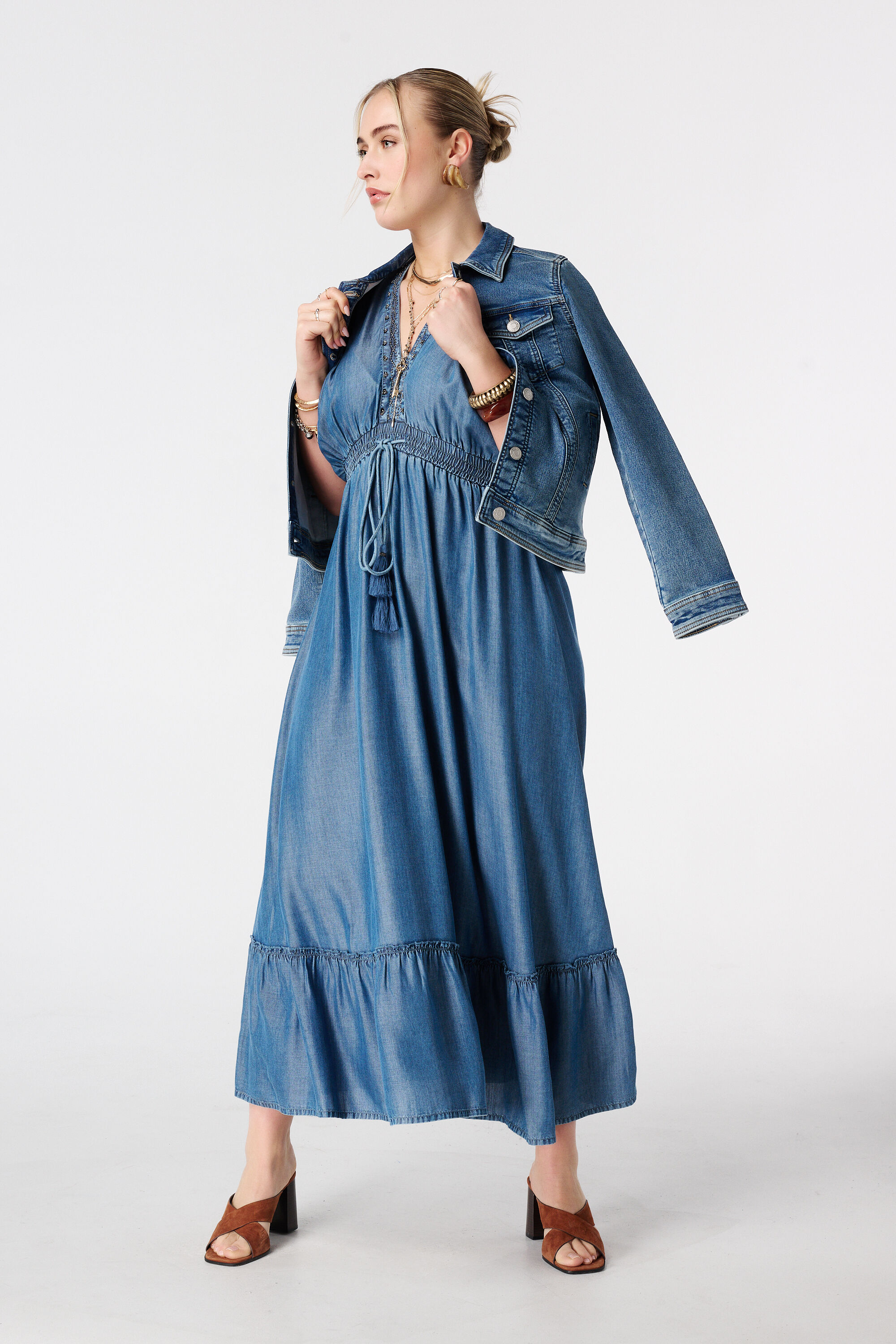 Maxikleid im Denim-Look