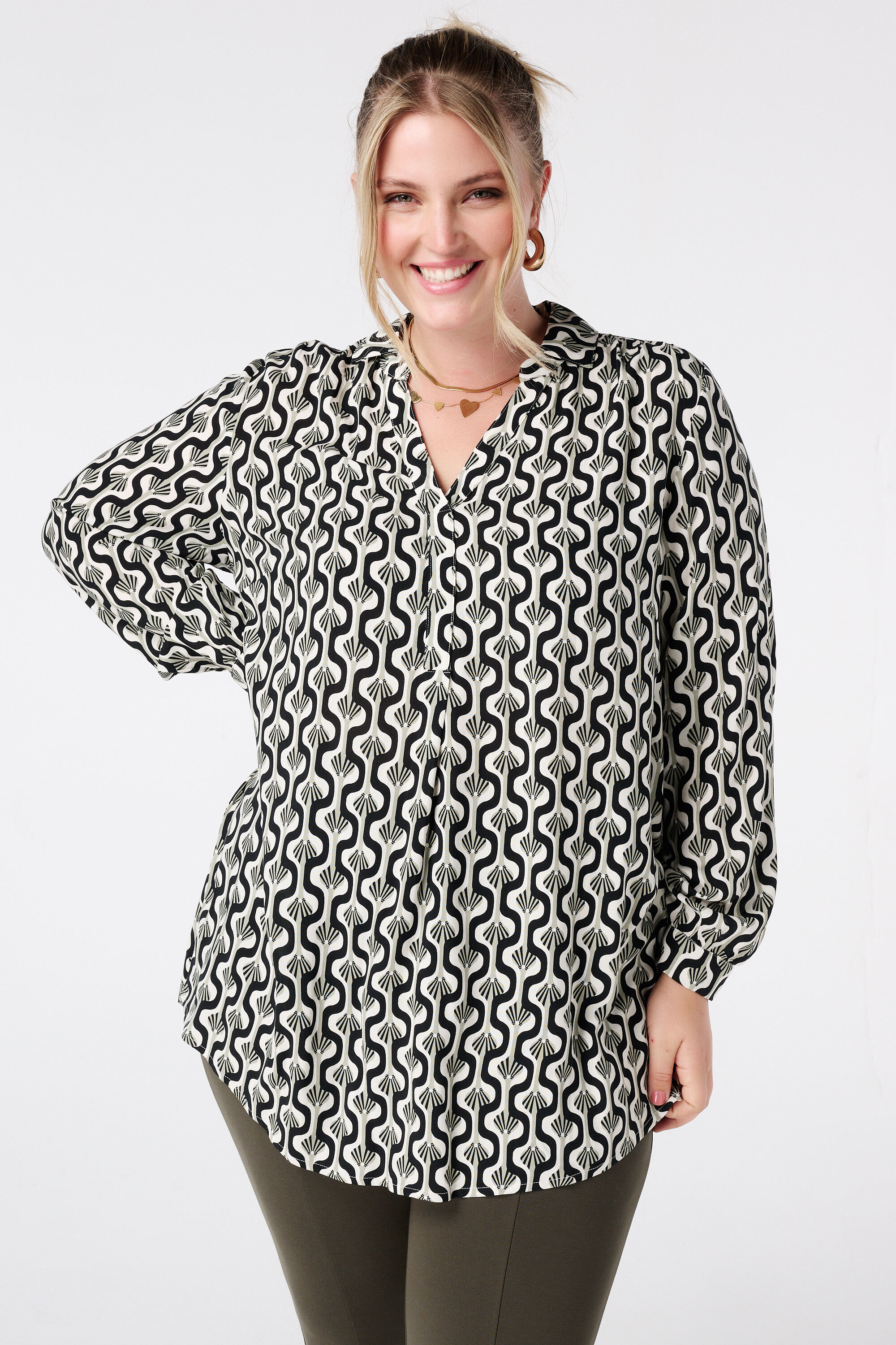 Oversized-Bluse mit Print