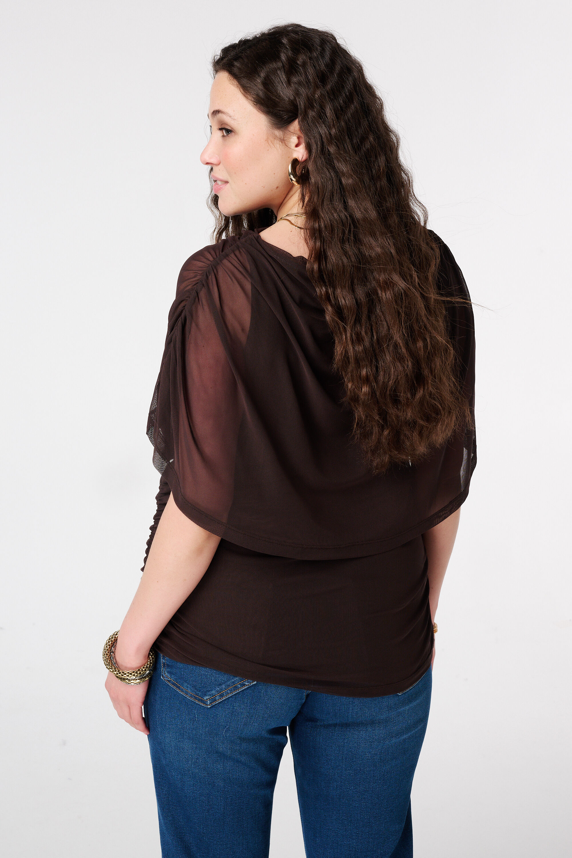 Mesh-Top mit drapierten &Auml;rmeln image number 3