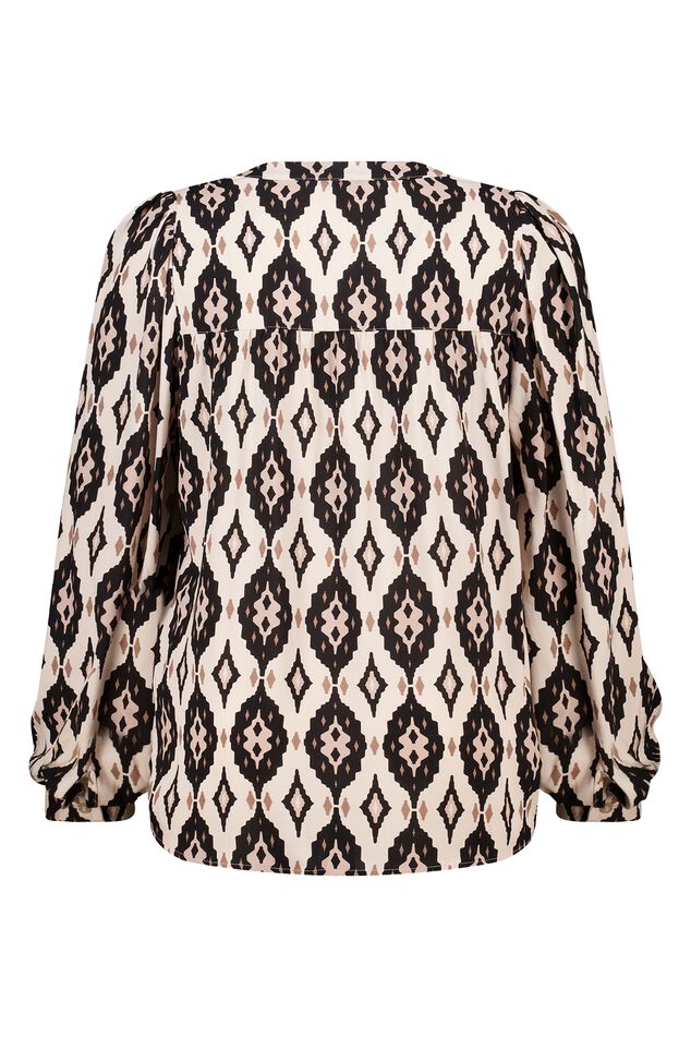 Bluse mit Print und Spulen image number 2