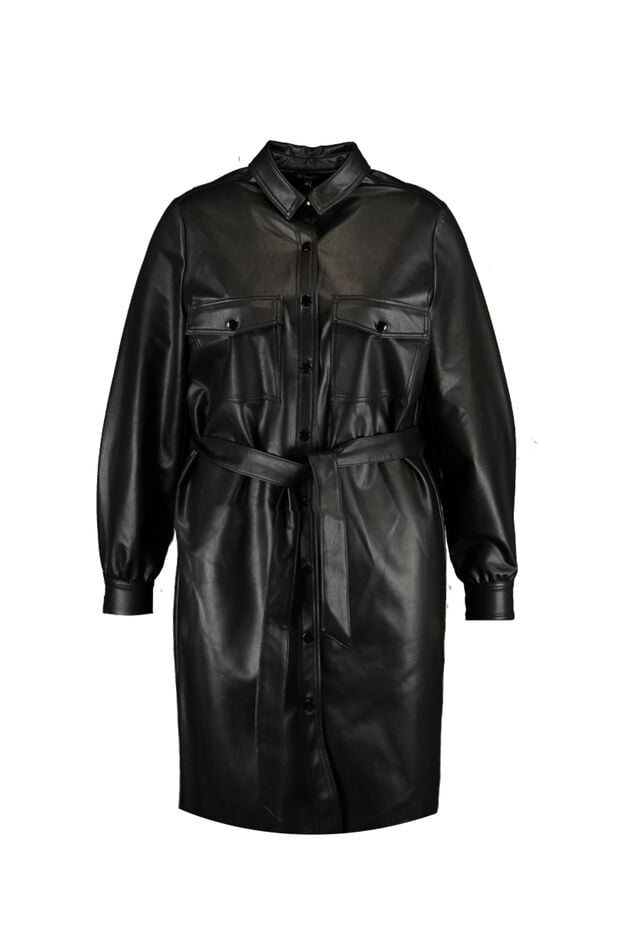 Kunstleder-Kleid mit Bindegürtel image number 1