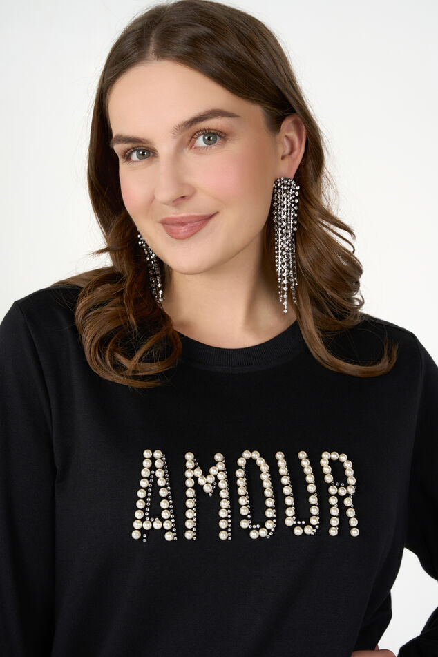 Sweatshirt-Kleid mit „Amour“ Text-Print  image number 5