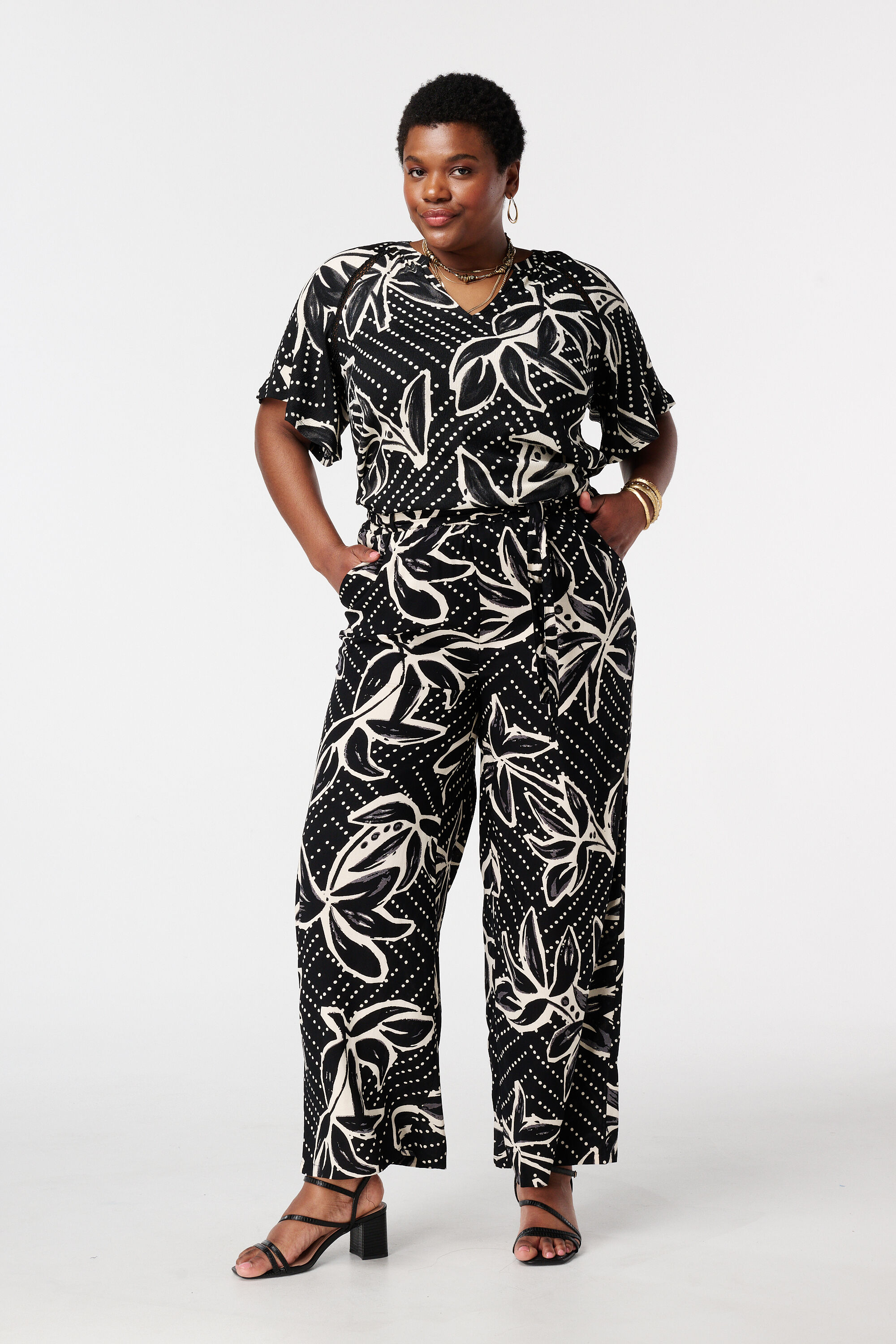 Wide-Leg-Hose mit Print