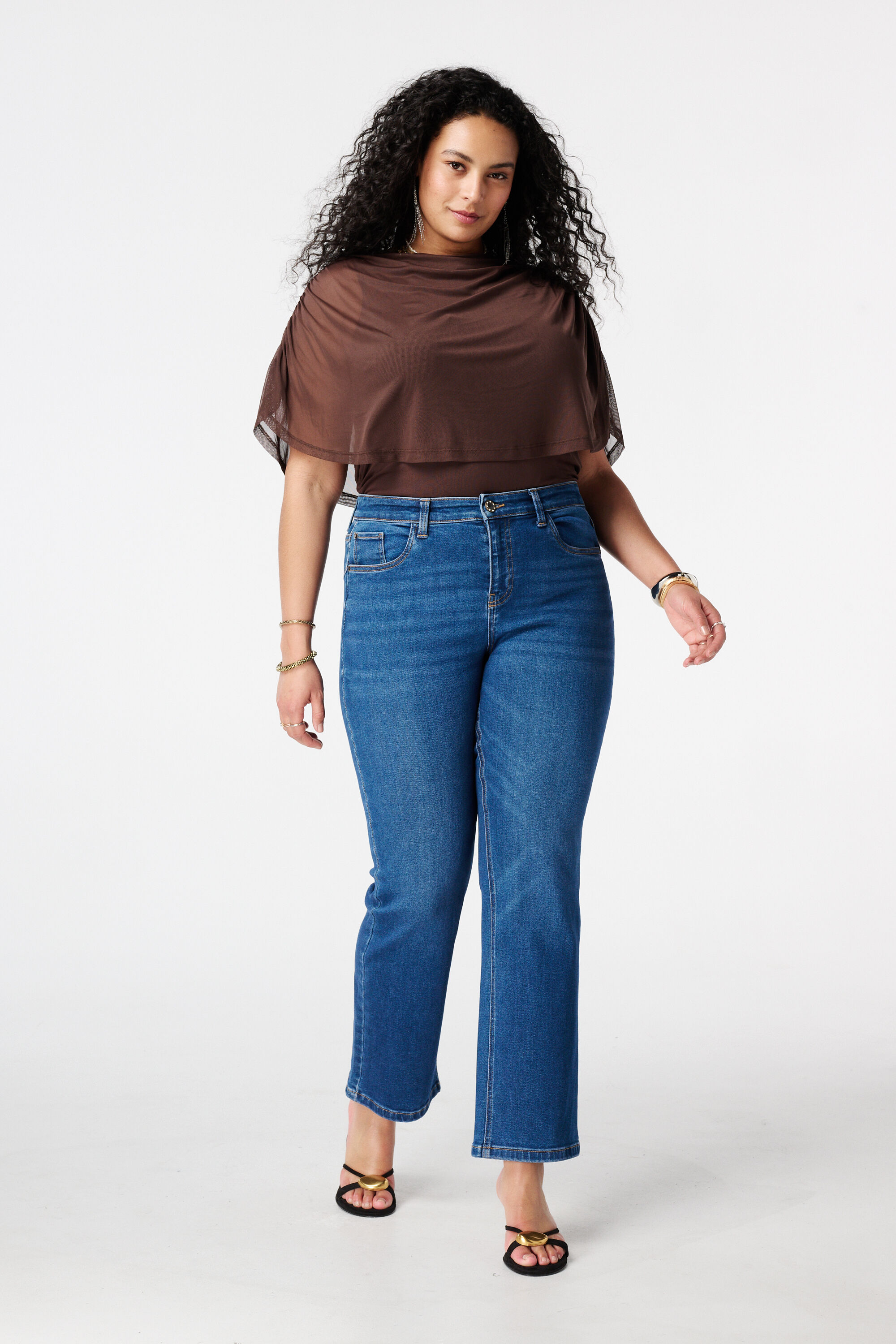 Straight Leg Jeans mit mittelhohem Bund