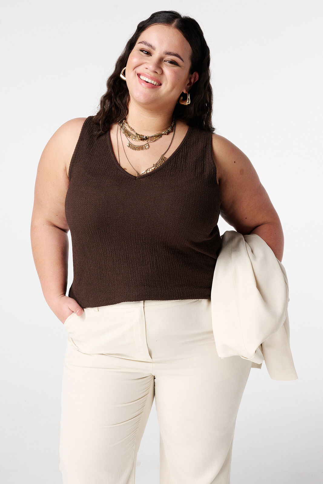 &Auml;rmelloses Top mit Struktur