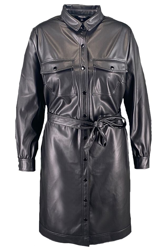Kunstleder-Kleid mit Bindegürtel image number 1