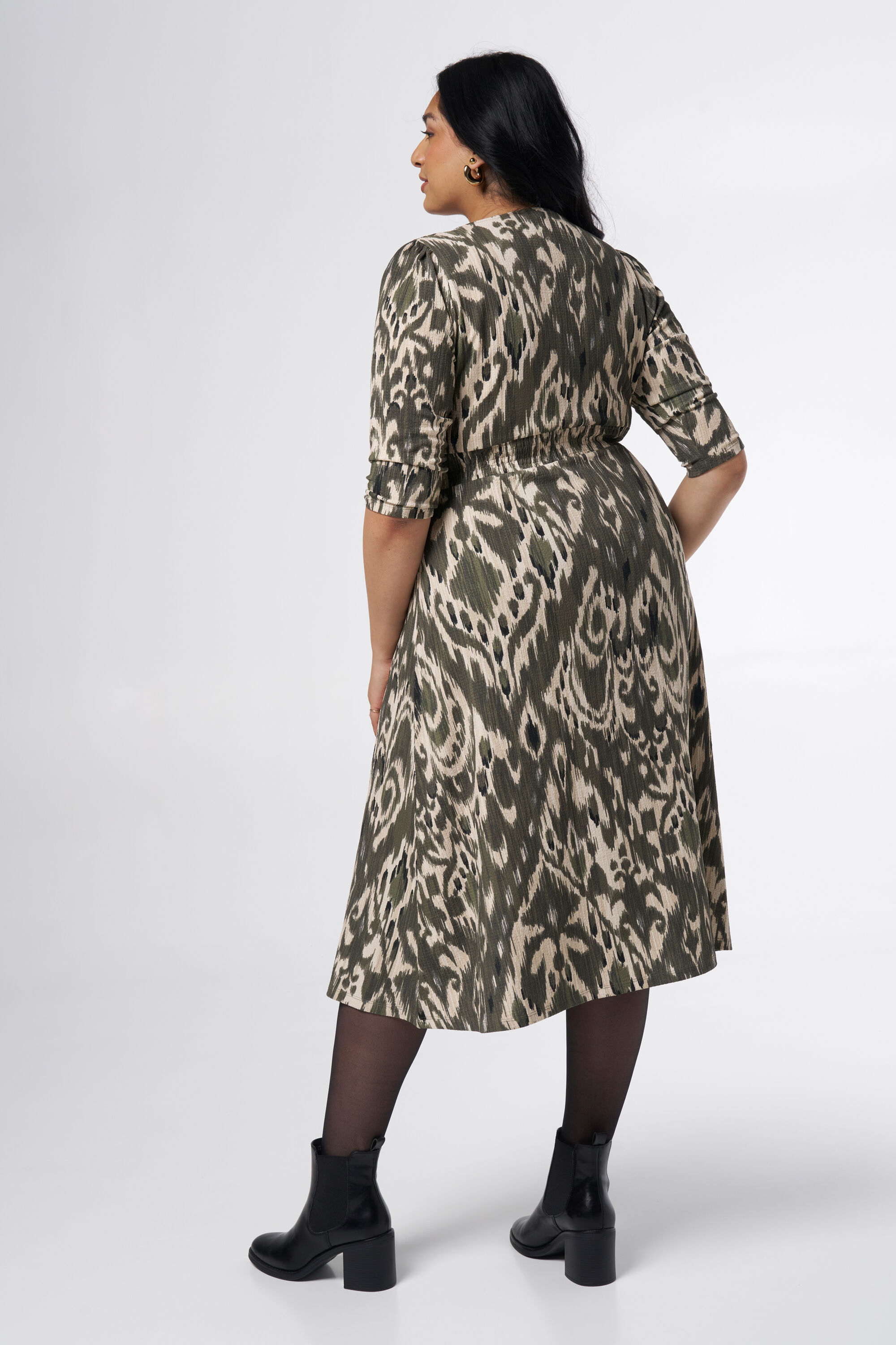 Midikleid mit Struktur und Print image number 3