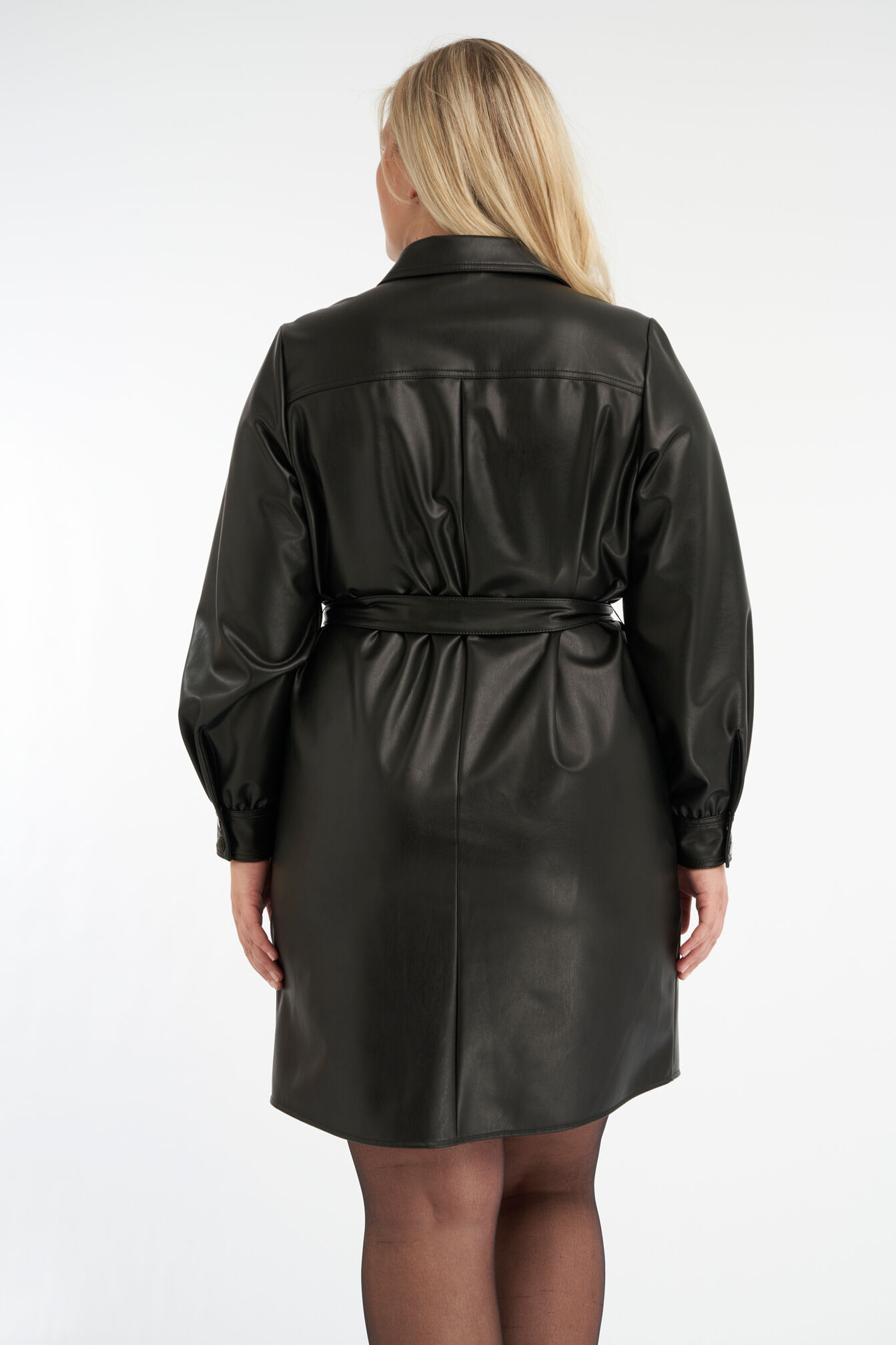 Kunstleder-Kleid mit Bindeg&uuml;rtel image number 3