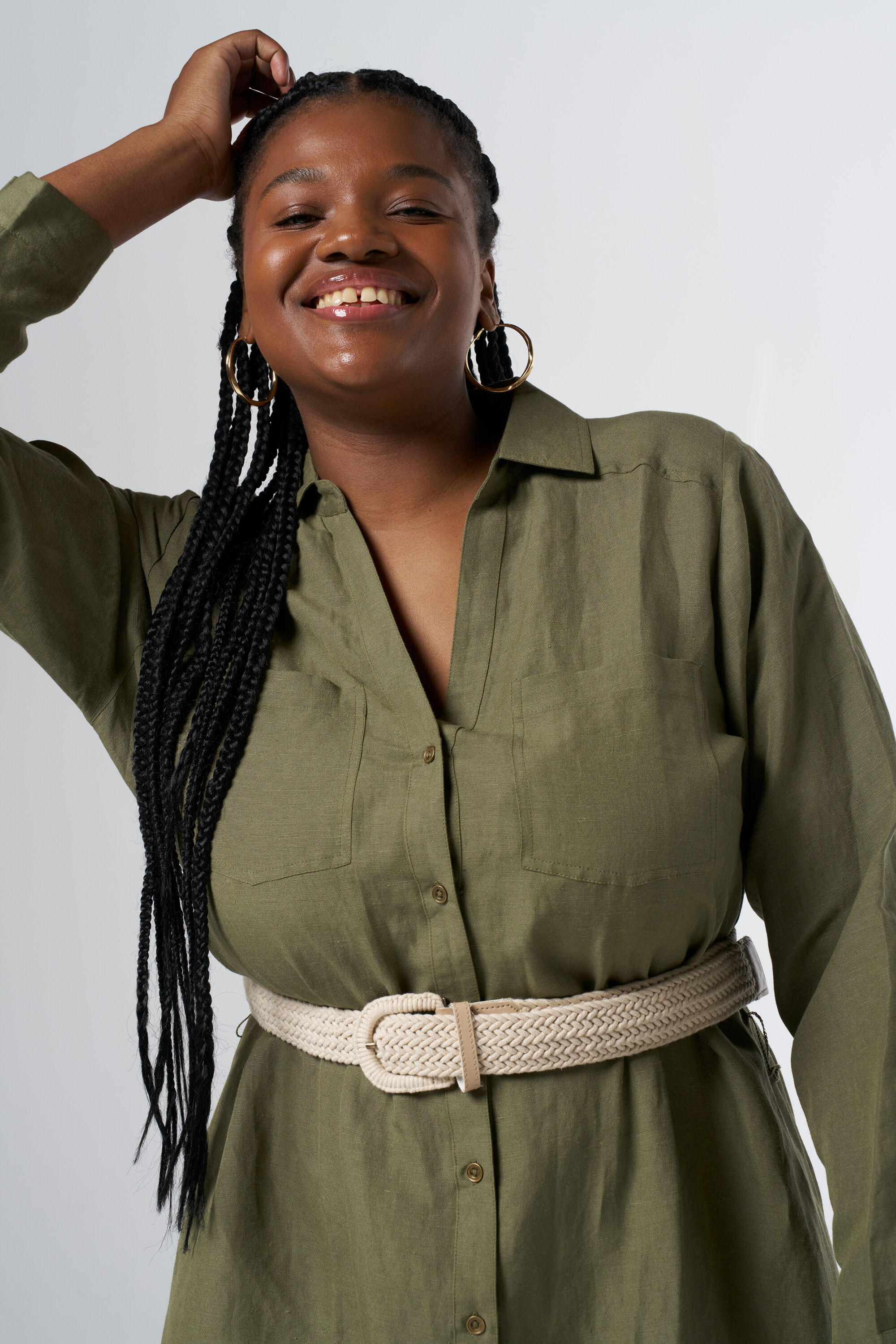 Midikleid aus Leinen mit G&uuml;rtel  image number 5