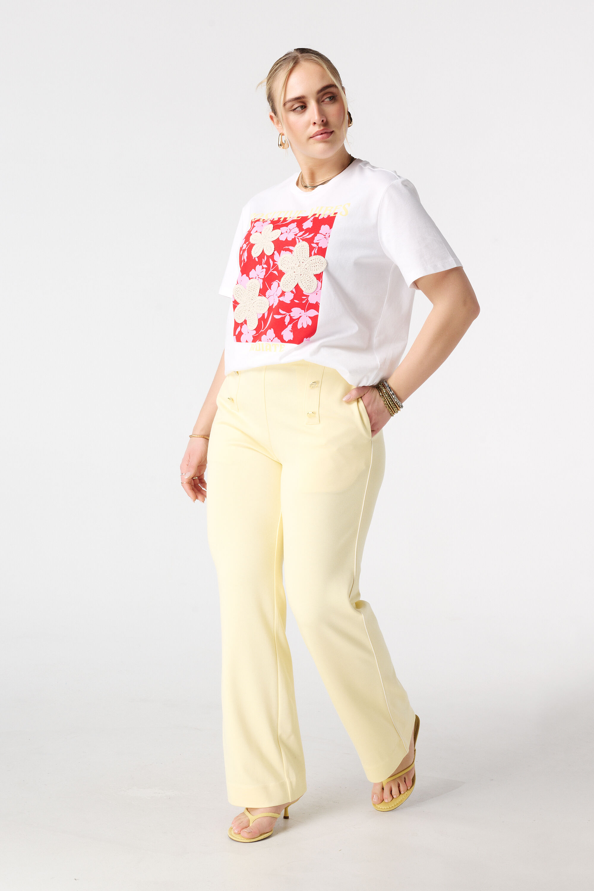 Wide Leg Hose mit Ziern&auml;hten