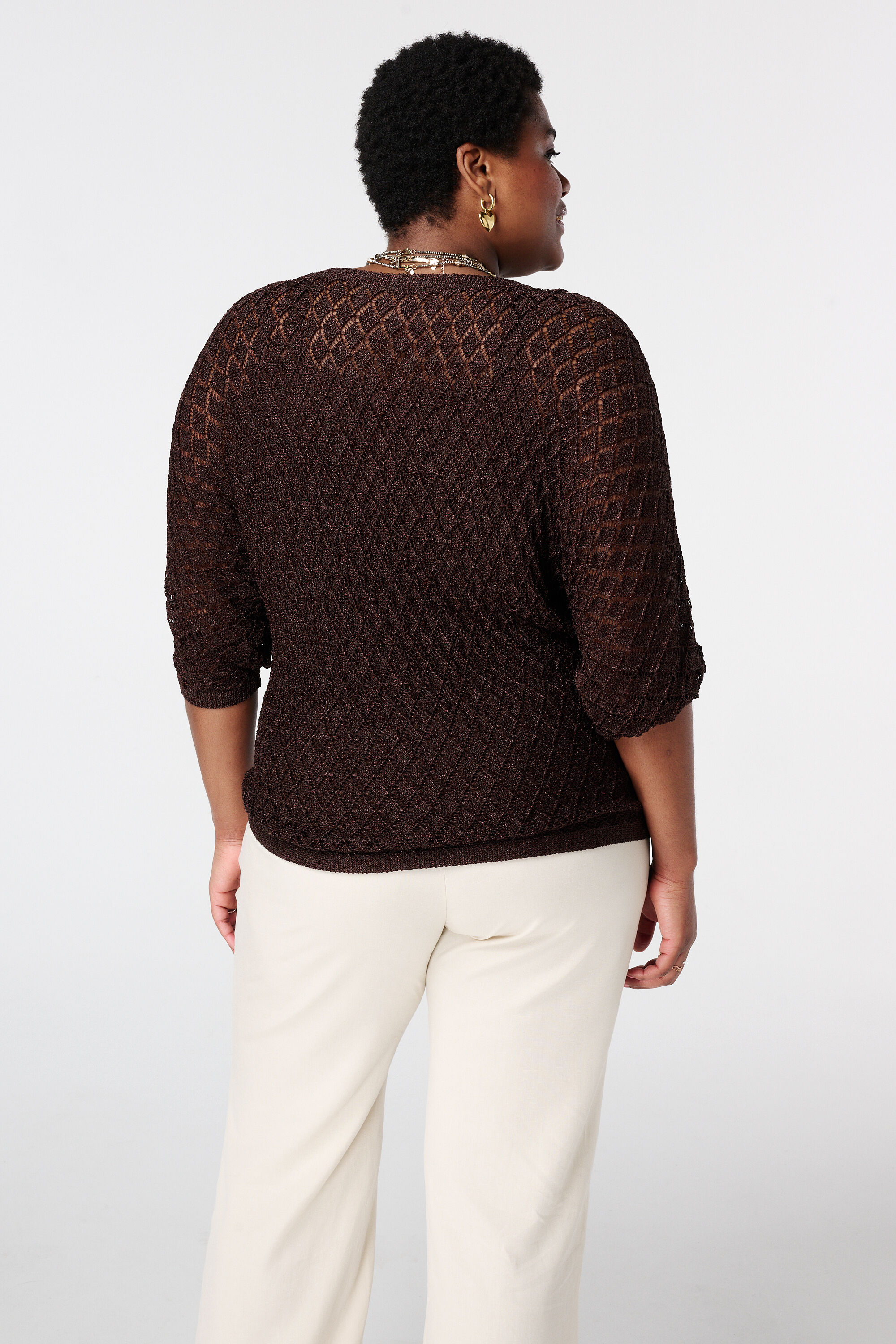 Geh&auml;kelter Pullover mit Lurex image number 3