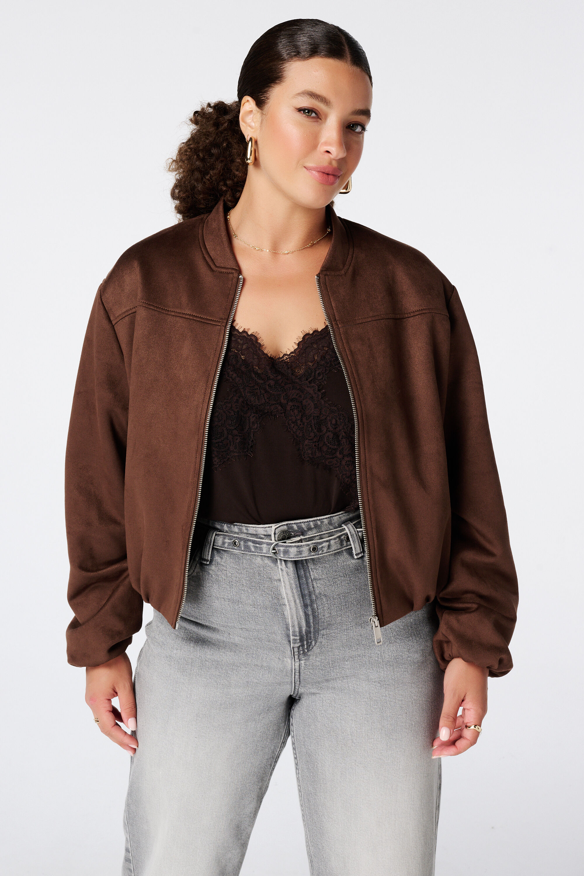 Bomberjacke aus Velourslederimitat