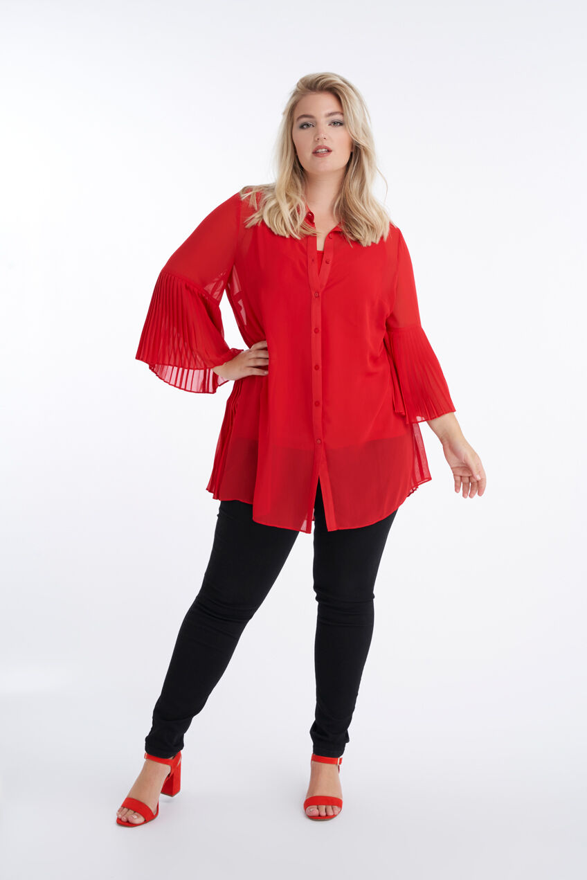 Lange Bluse mit Trompeten&auml;rmeln image number 6