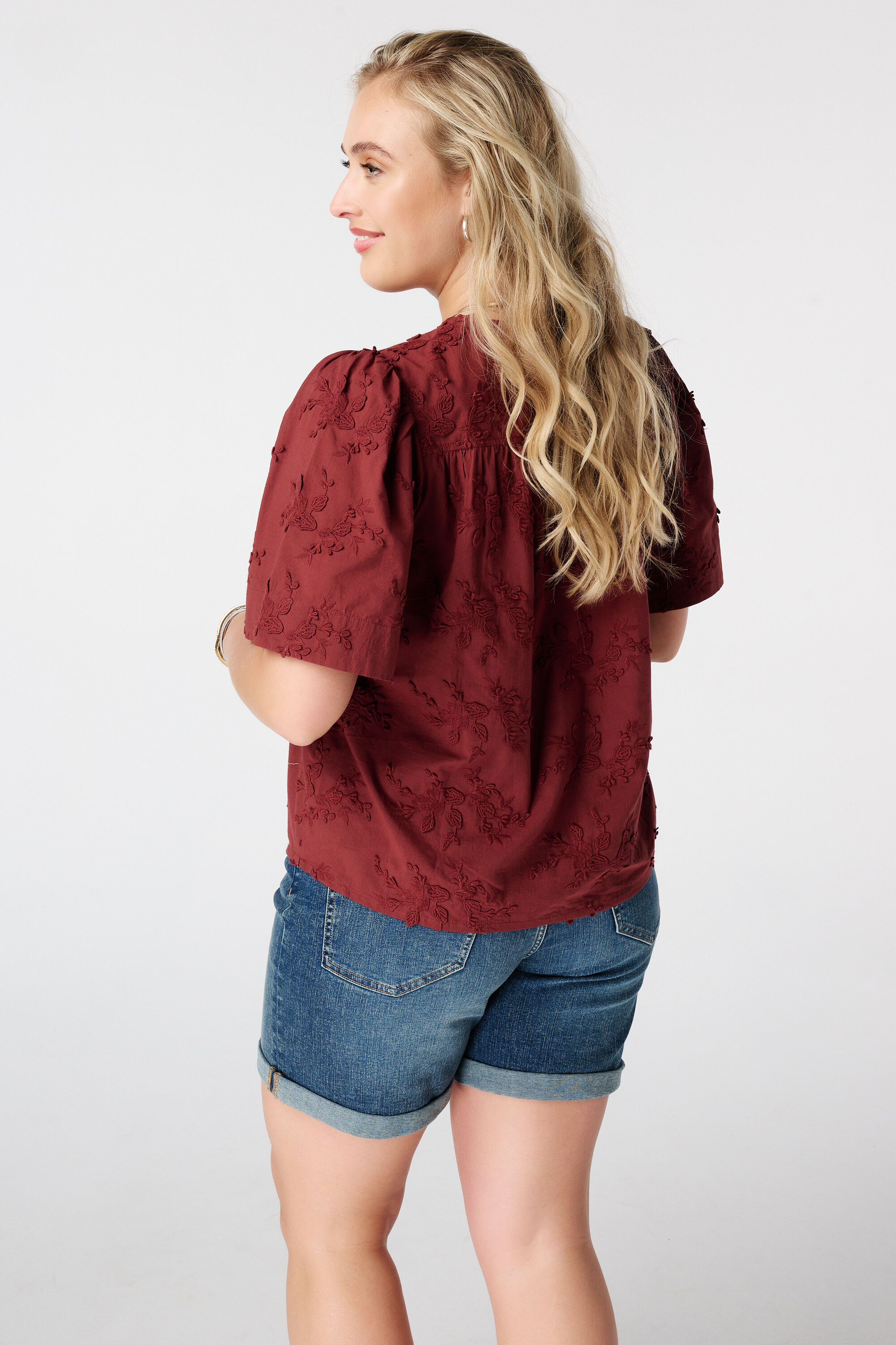 Baumwollbluse mit Stickerei image number 3