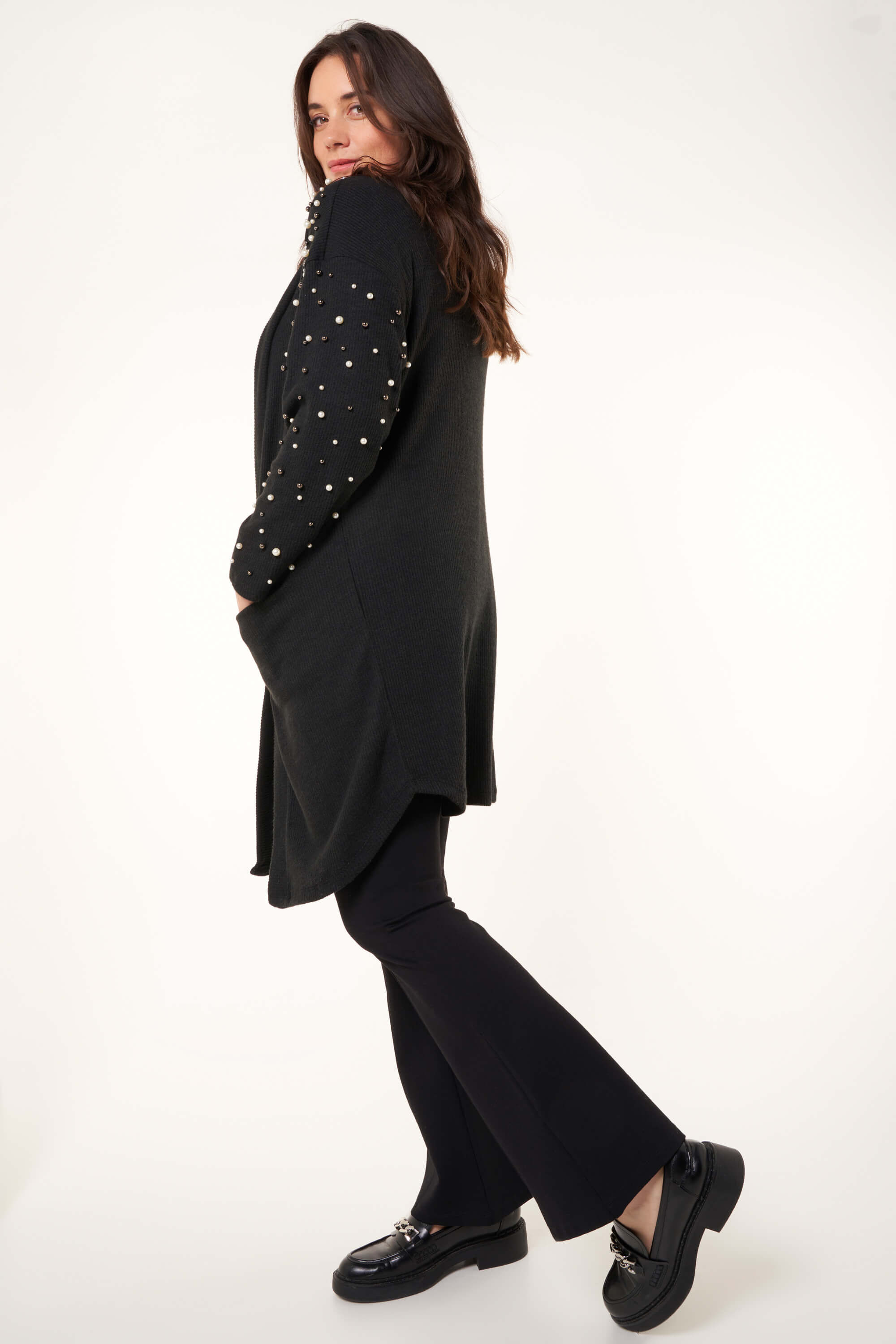 Offener Cardigan mit Perlen image number 6