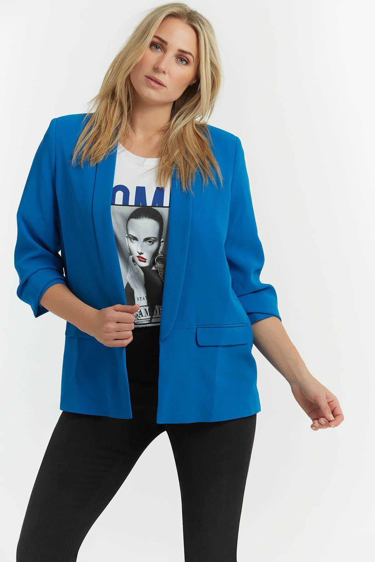 Cr&ecirc;pe-Blazer mit Knitter-Effekt image number 3