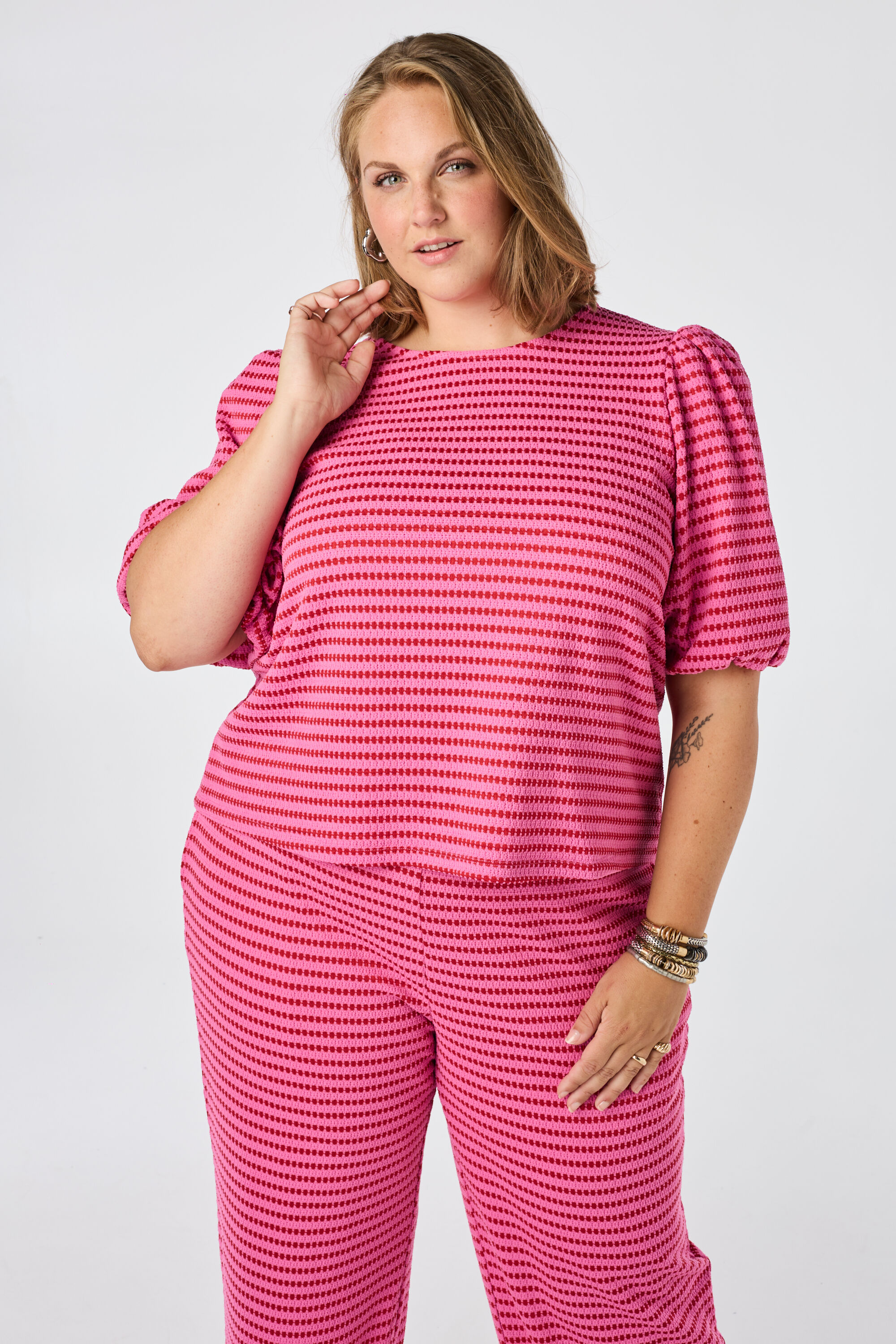 Gestreiftes Shirt mit Puff&auml;rmeln
