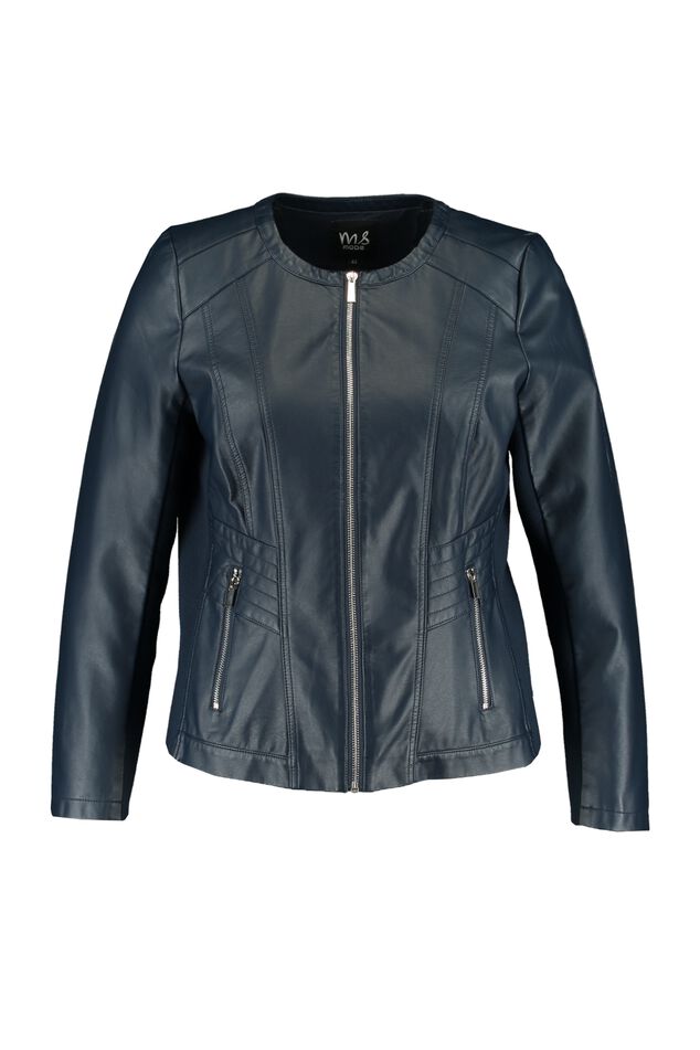 Jacke aus Kunstleder mit rundem Halsausschnitt image number 1