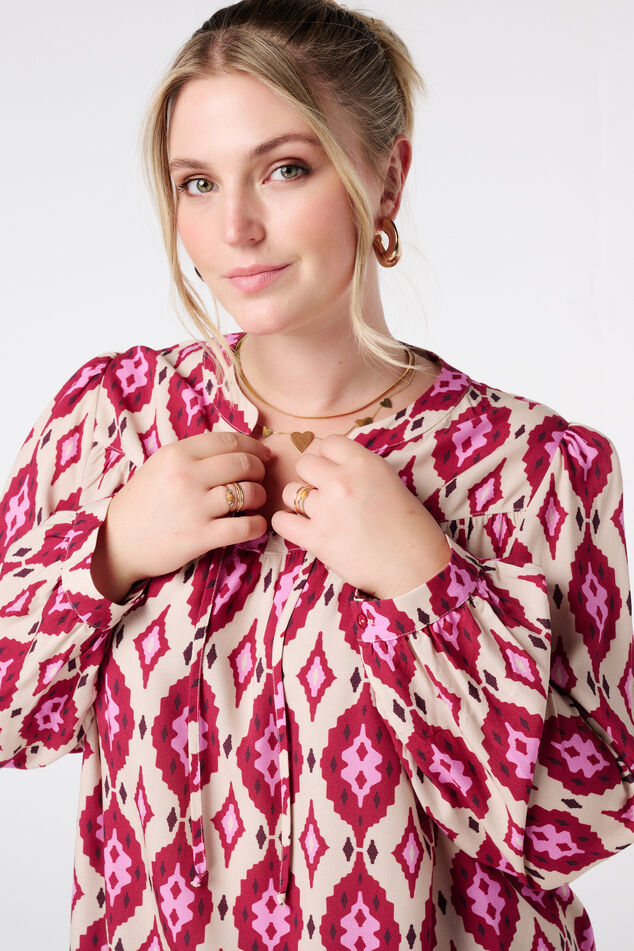 Bluse mit Print und Spulen image number 4