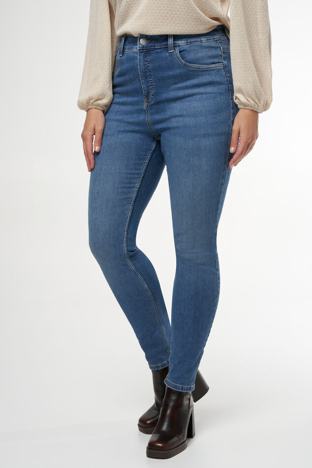Skinny-Leg-Jeans mit hoher Taille CHERRY image 5