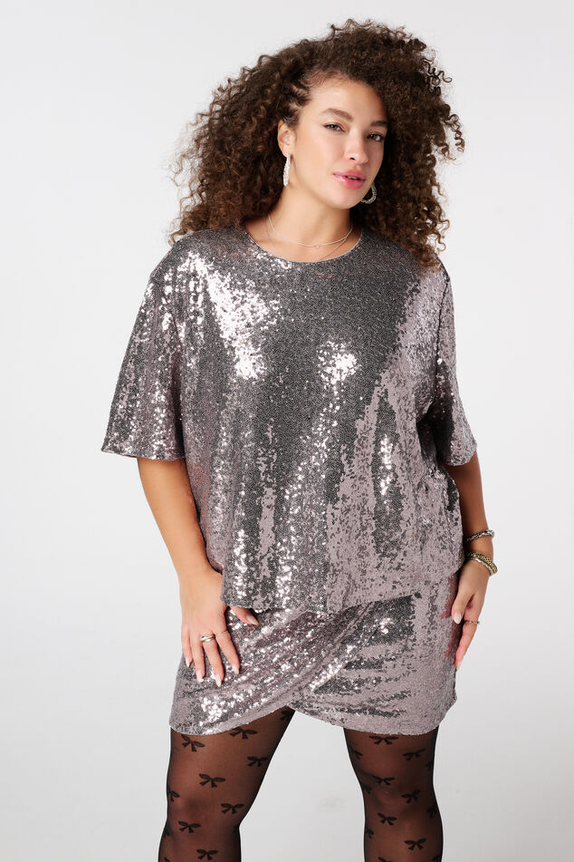 Kurzärmliges Paillettentop image number 0