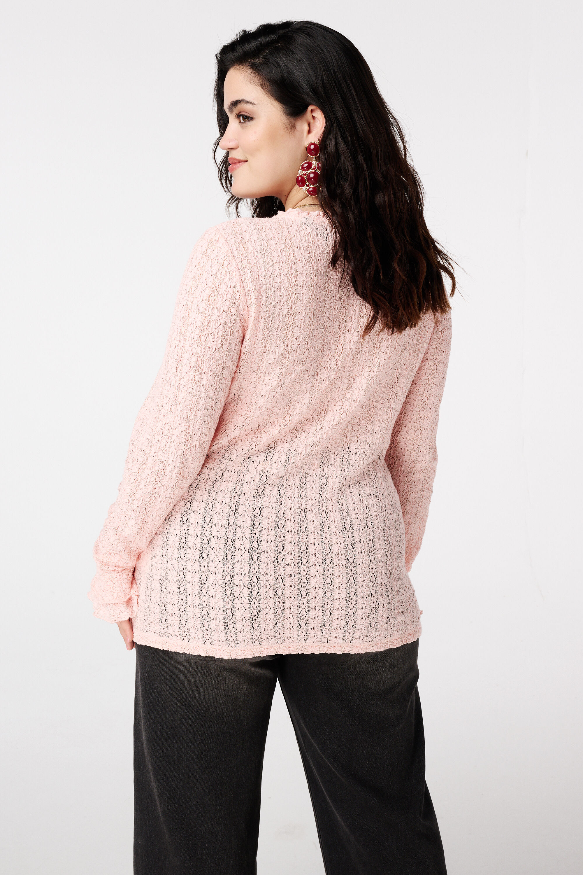 Spitzen-Top mit Trompeten&auml;rmeln image number 3