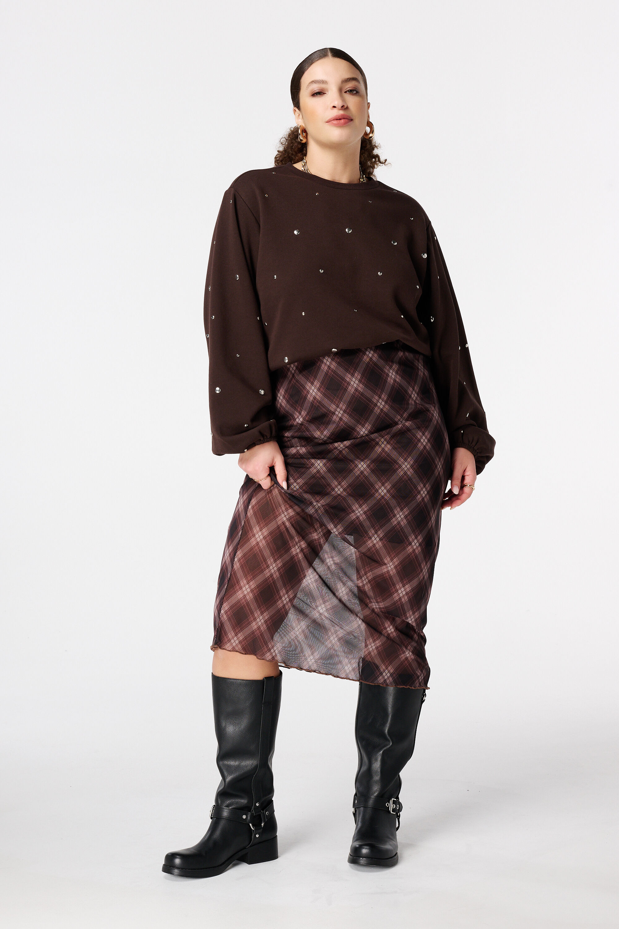 Midi-Rock mit Karomuster