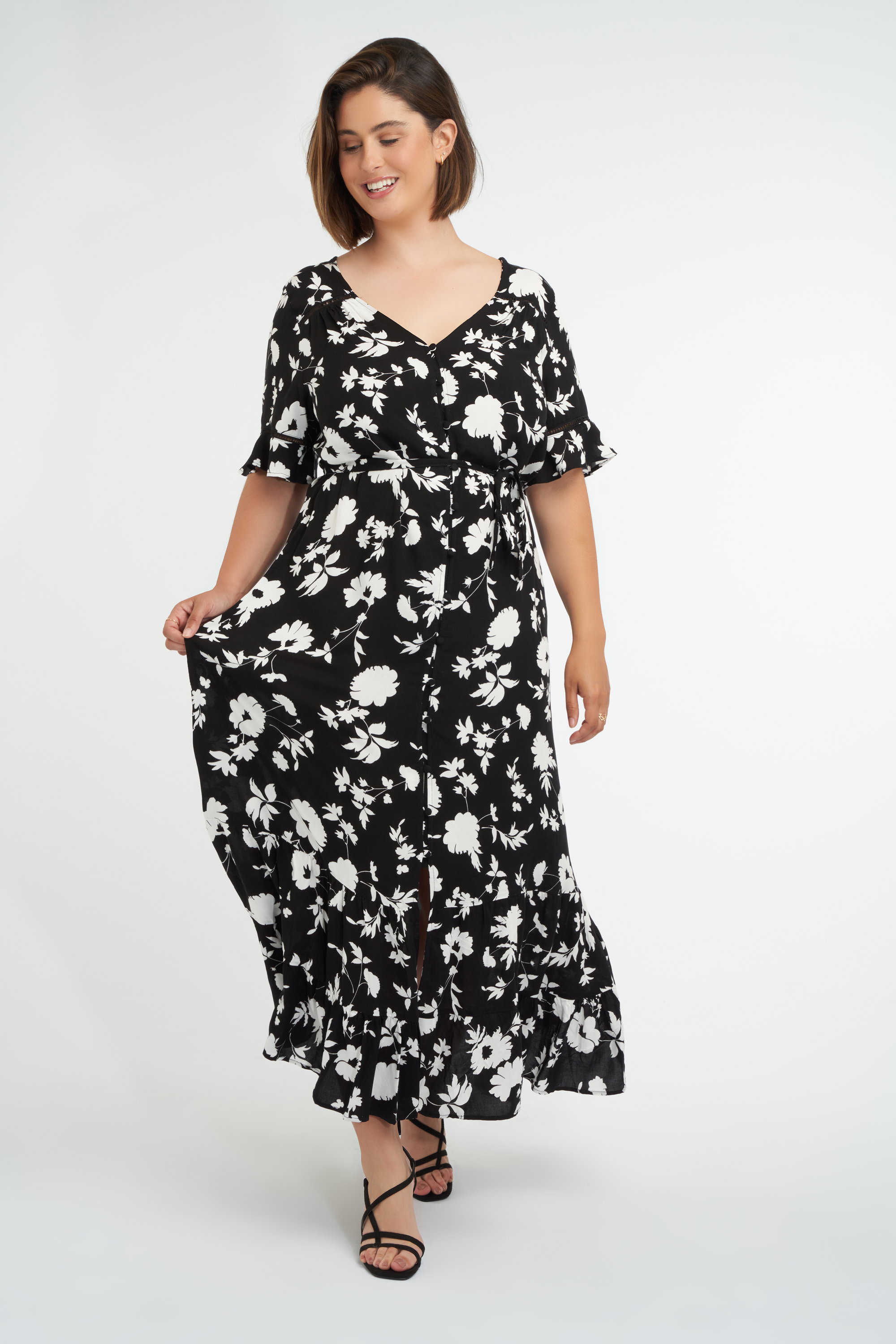 Damen Mehrfarbiges Lang Kleid