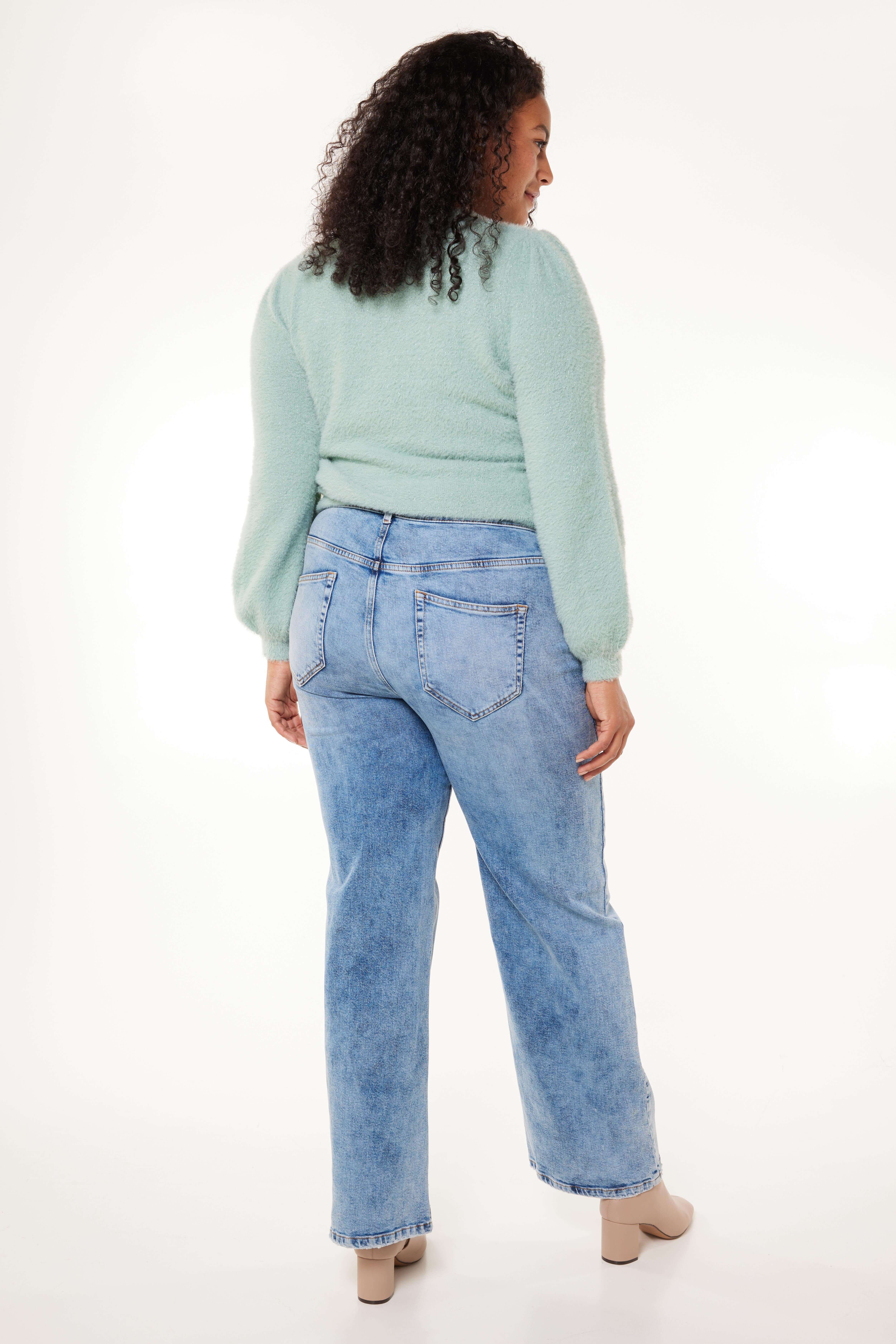 Jeans mit hoher Taille und weitem Bein image number 3