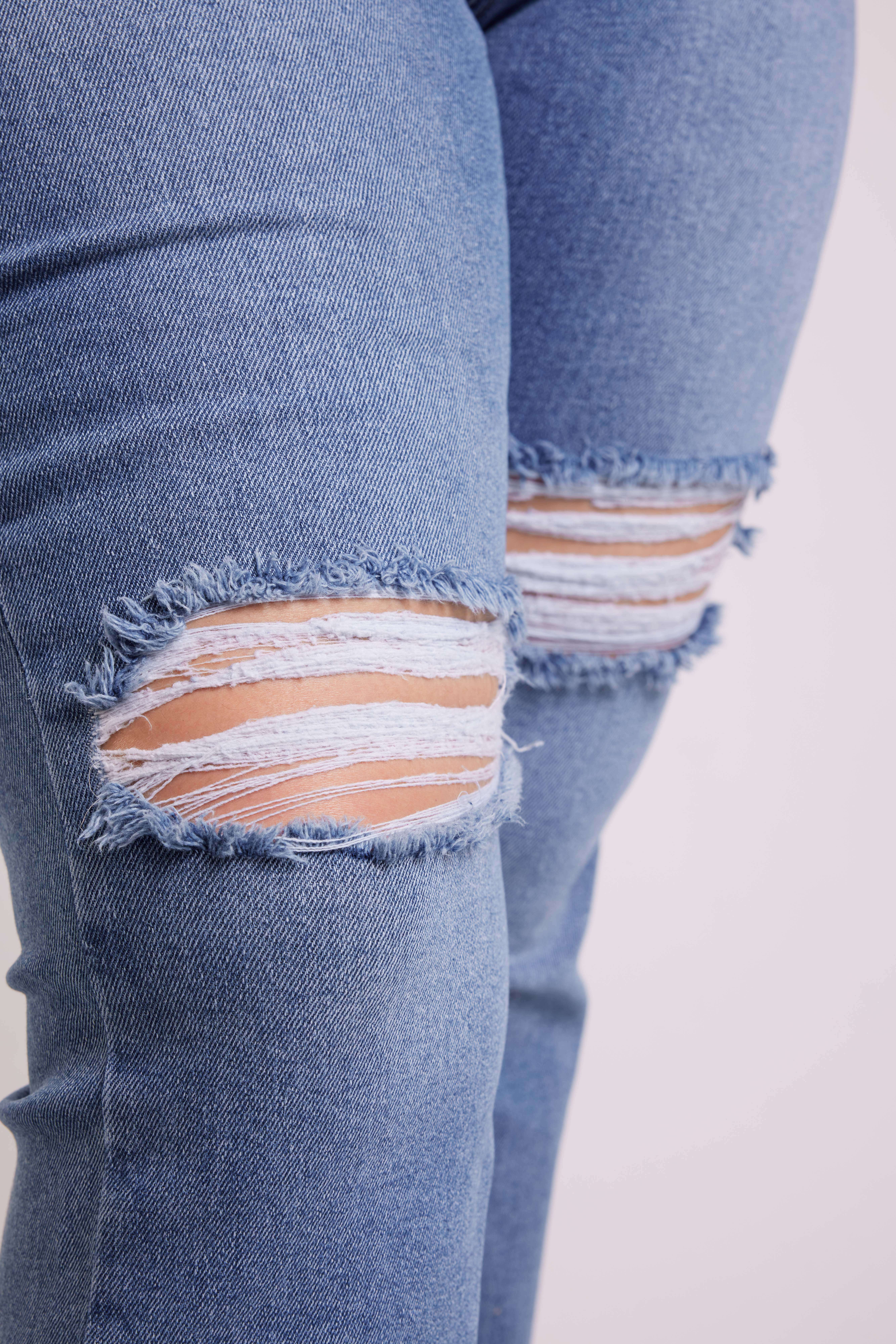 Jeans mit weitem Bein und Destroyed-Details  image number 5