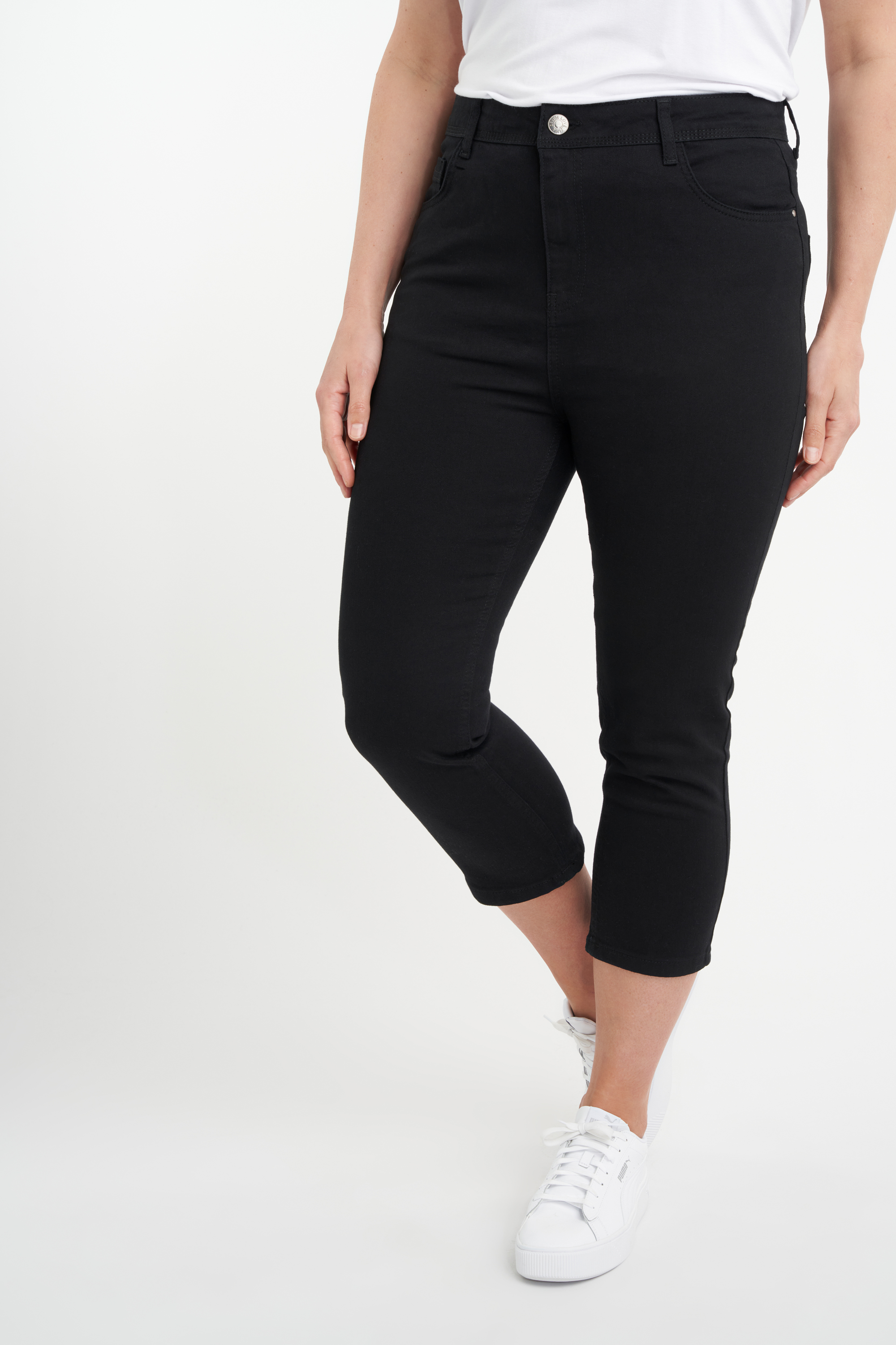 3/4 lange Skinny-Leg-Jeans mit hoher Taille CHERRY image 6