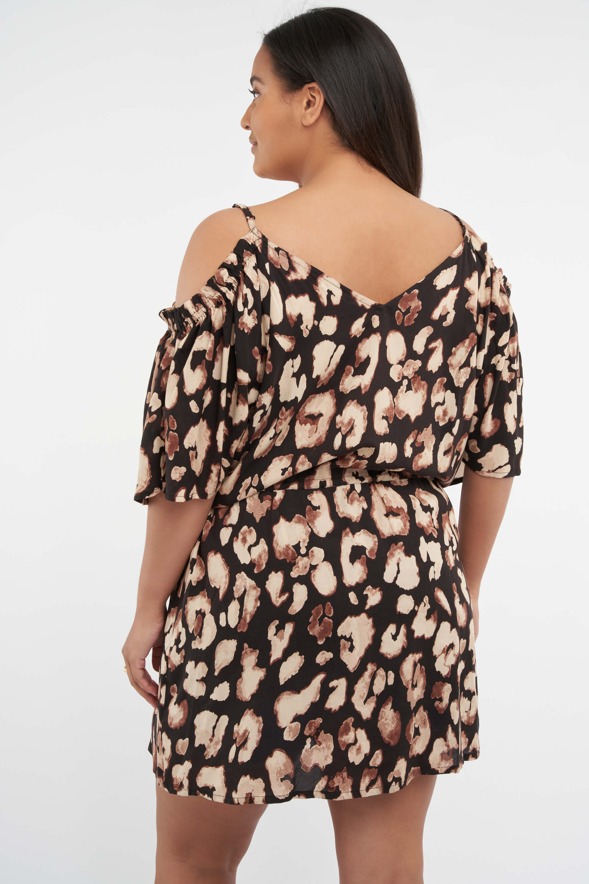 Schulterfreie Bluse mit Leopard-Print  image number null